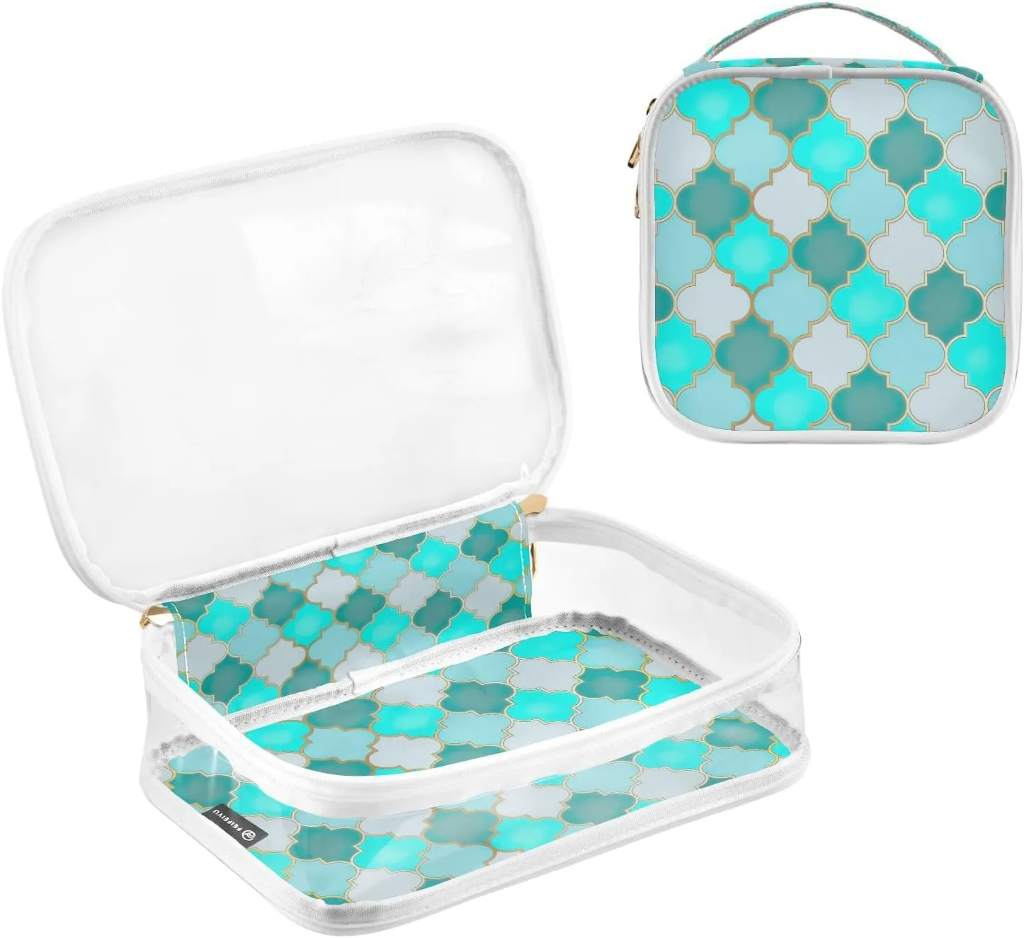 GAIGEO Moroccan Mosque Window Clear Cosmetic Bag Set, Water Proof Cosmetic Bag, Travel Accessories Bags, 2 Pack