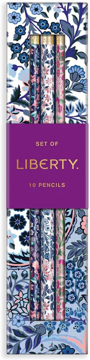 Galison Liberty Tanjore Gardens Pencil Set from Features 10#2 Wooden Pencils with Printed Floral Designs on Each, Stylish Pencils, Makes a Great Gift