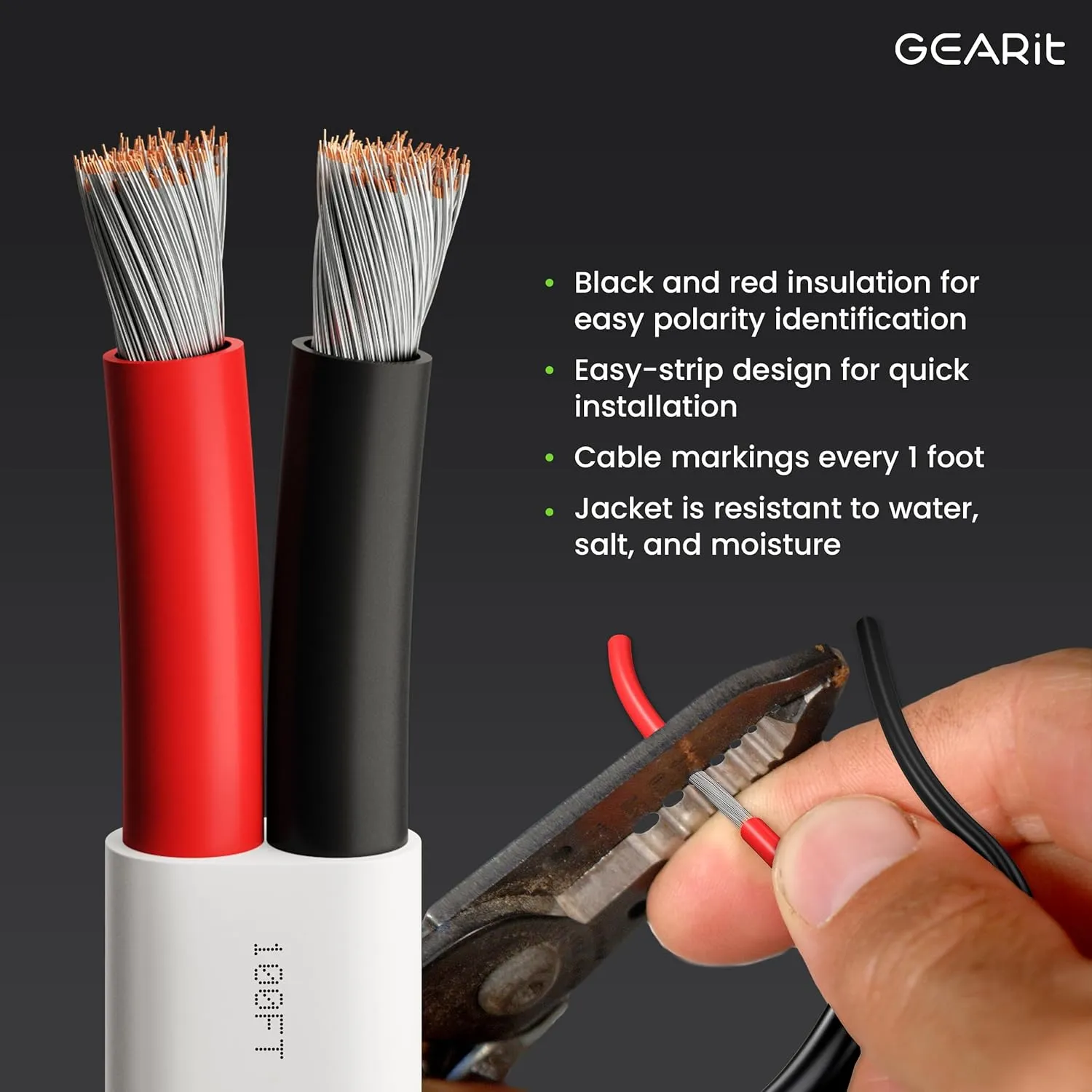 GEARit 14 Gauge Marine Wire, 14/2 AWG (100ft) Marine Grade Tinned Copper Oxygen Free, Duplex 2-Conductor Insulated Red & Black Electrical Cable for Boat, Automotive, RV, Camper, Trailer