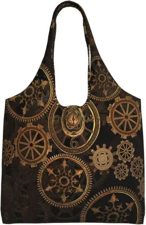 Gears Clock Bronze Century print Women Shoulder Canvas Tote Handbag Work Bag for Women Lady Casual Tote's Handbag