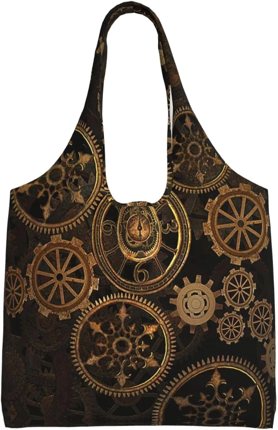 Gears Clock Bronze Century print Women Shoulder Canvas Tote Handbag Work Bag for Women Lady Casual Tote's Handbag