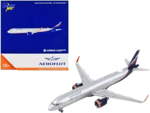GeminiJets Airbus A321neo Commercial Aircraft Aeroflot Silver Metallic with Dark Blue Tail 1/400 Diecast Model Airplane