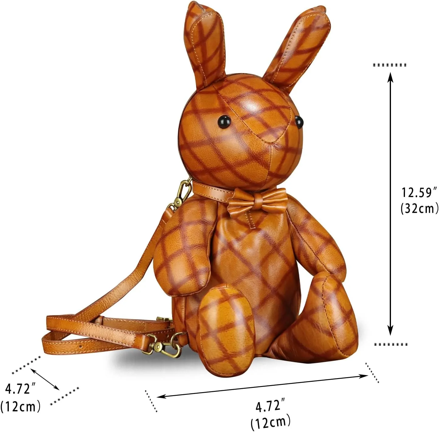 Genuine Leather Backpack for Women Kanpsack Rucksack Vintage Cute Rabbit Shape Crossbody Shoulder Bag Satchel Purse (Brown)
