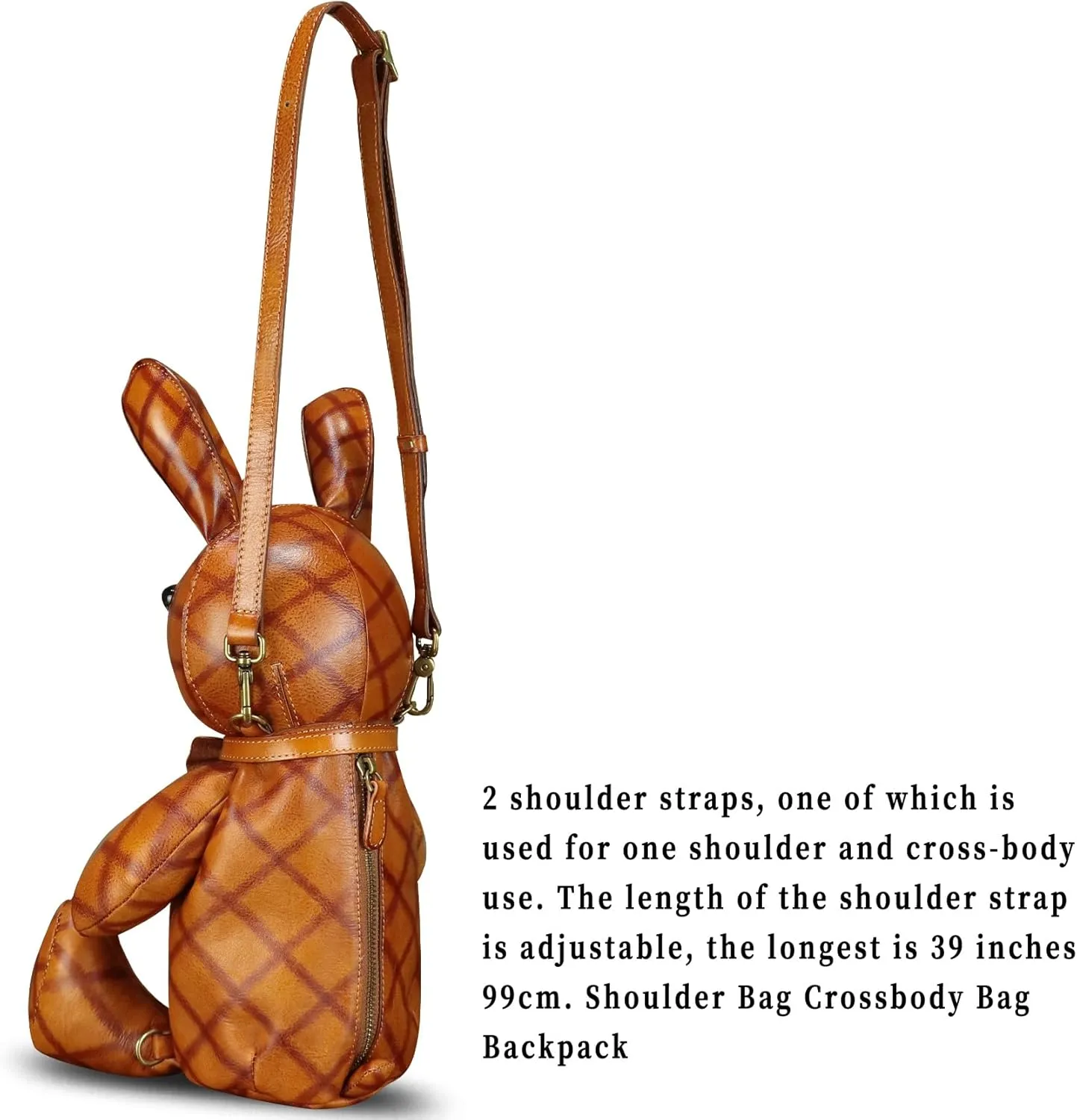 Genuine Leather Backpack for Women Kanpsack Rucksack Vintage Cute Rabbit Shape Crossbody Shoulder Bag Satchel Purse (Brown)