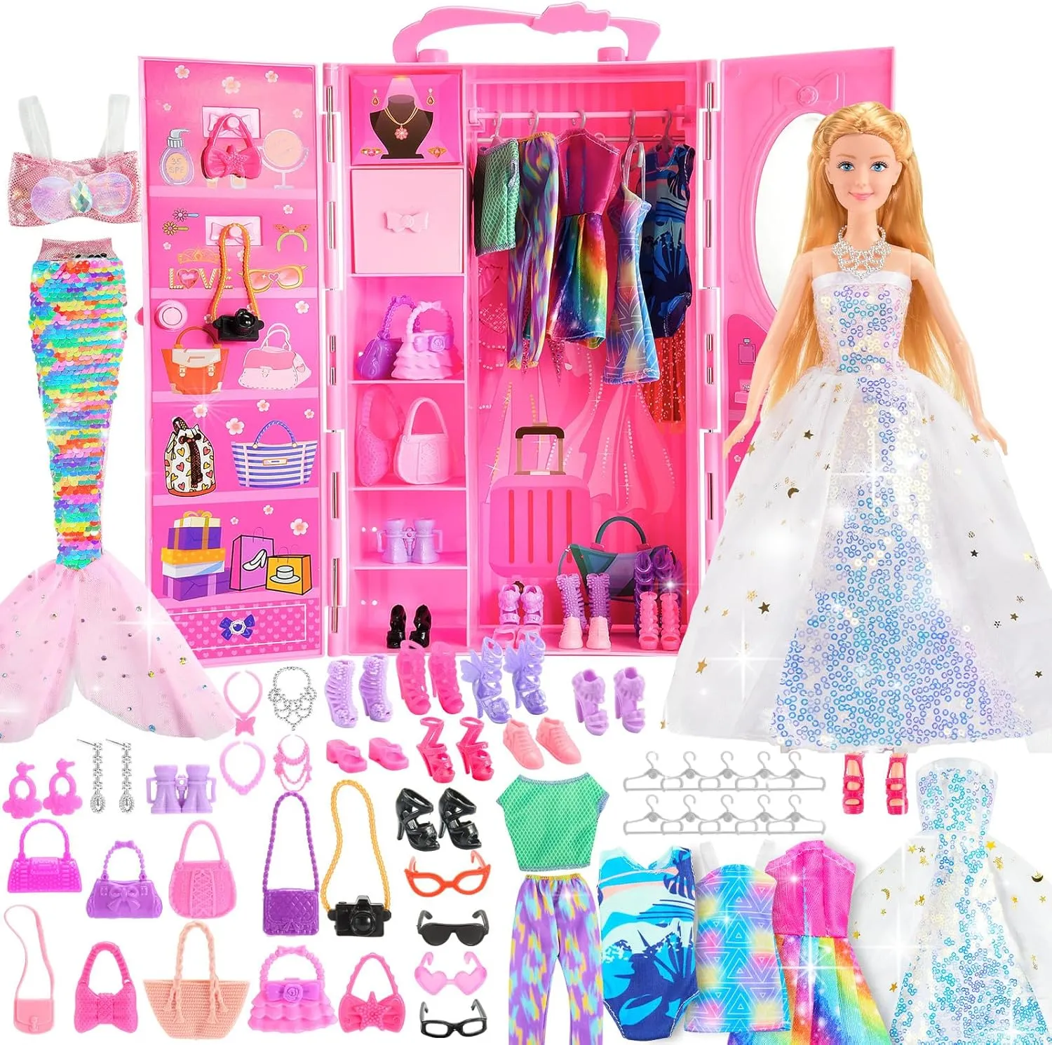 Gifts for 3-12 Year Old Girls, Doll Closet Girl Toys Age 6-8 Dress up Dolls for girls 4-6 with Clothes & Accessories Pretend Play Doll Toddler Toy for 3 4 5 6 7 8 9 Year Old Girl Birthday Gift