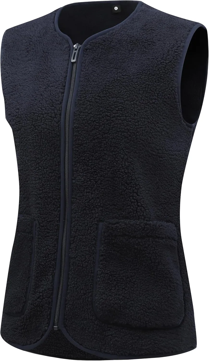 GIMECEN Womens Fuzzy Sherpa Fleece Vest Cozy Sleeveless Jacket Full Zip Outerwear Faux Shearling Waistcoat With Pockets