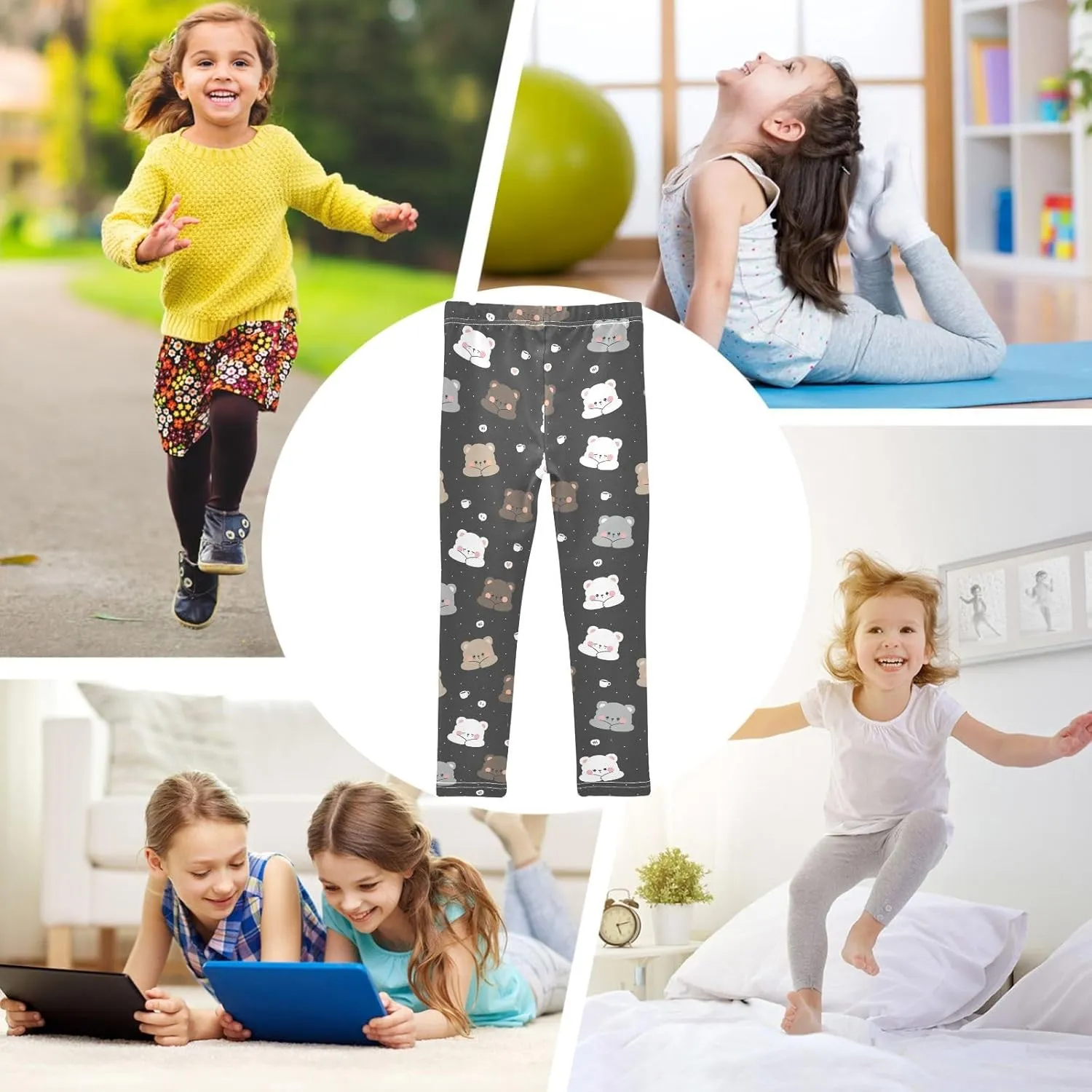 Girls Printed Leggings Yoga Pants Athletic Tights Pants Ankle Length 4-10 Years