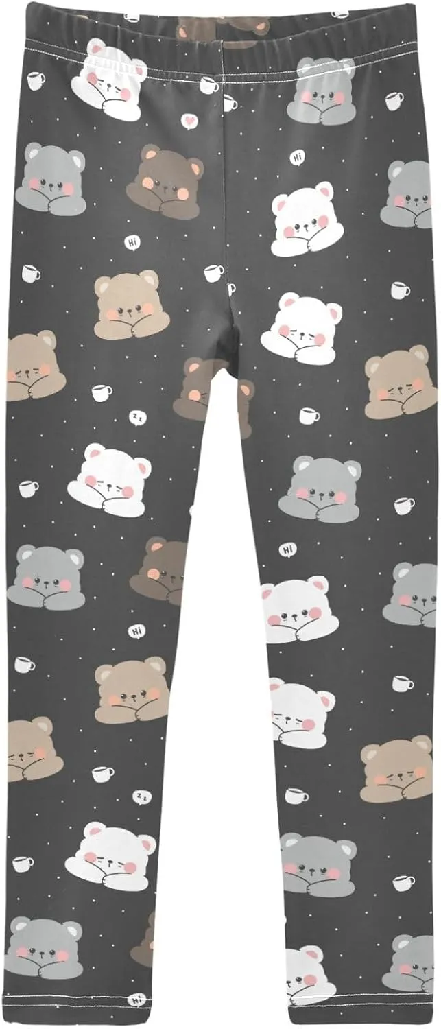 Girls Printed Leggings Yoga Pants Athletic Tights Pants Ankle Length 4-10 Years