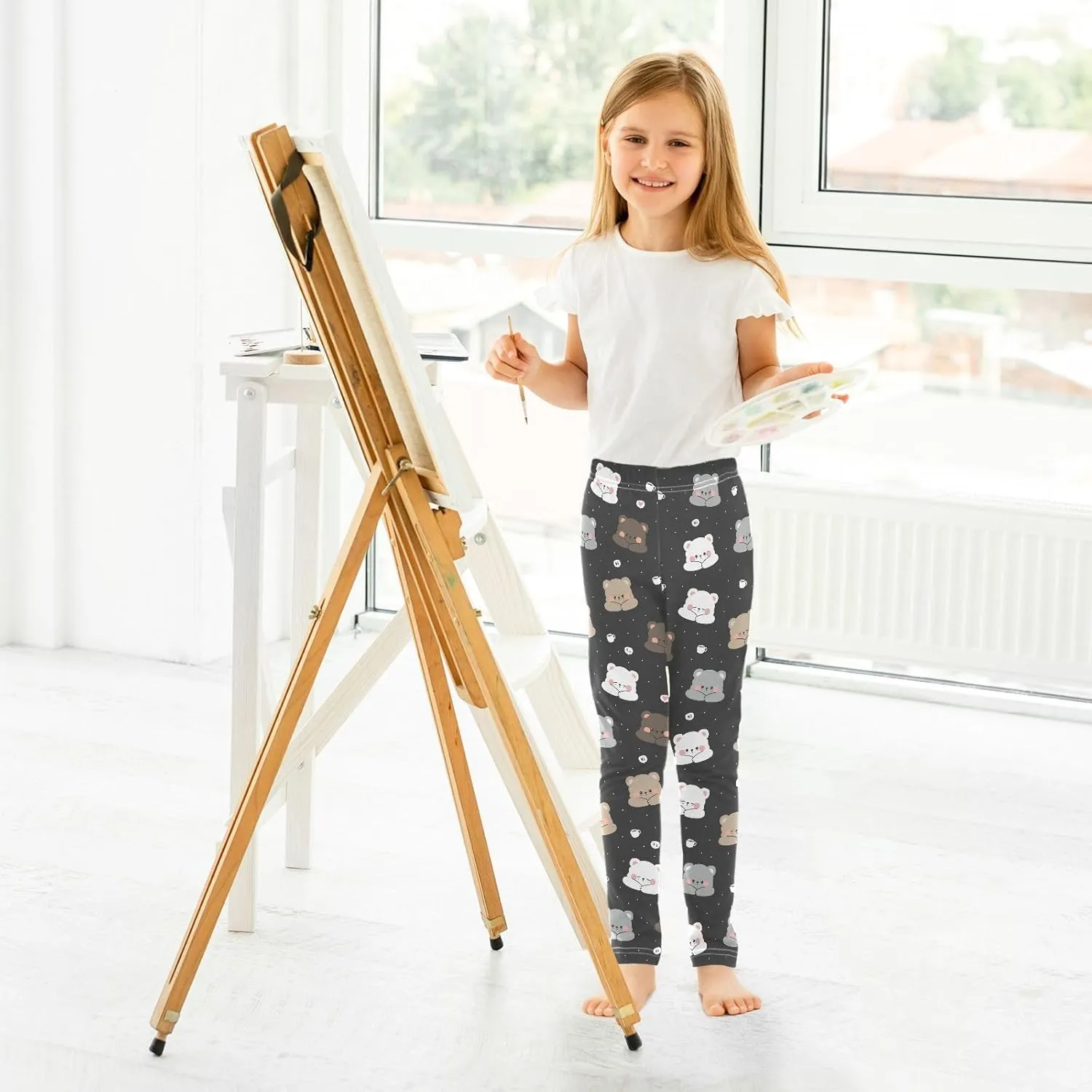 Girls Printed Leggings Yoga Pants Athletic Tights Pants Ankle Length 4-10 Years
