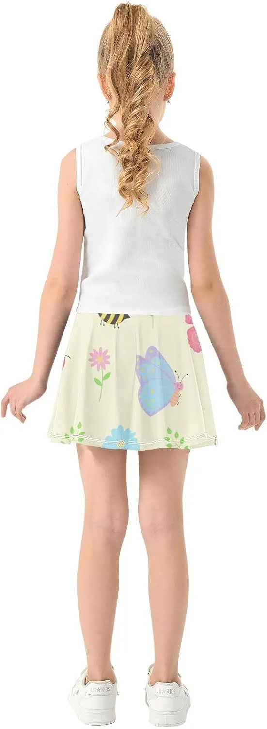 Girls Skorts Active Athletic Skirts with Inner Built-in Shorts for Golf Tennis 3-12T Geometric Stars Hot Pink