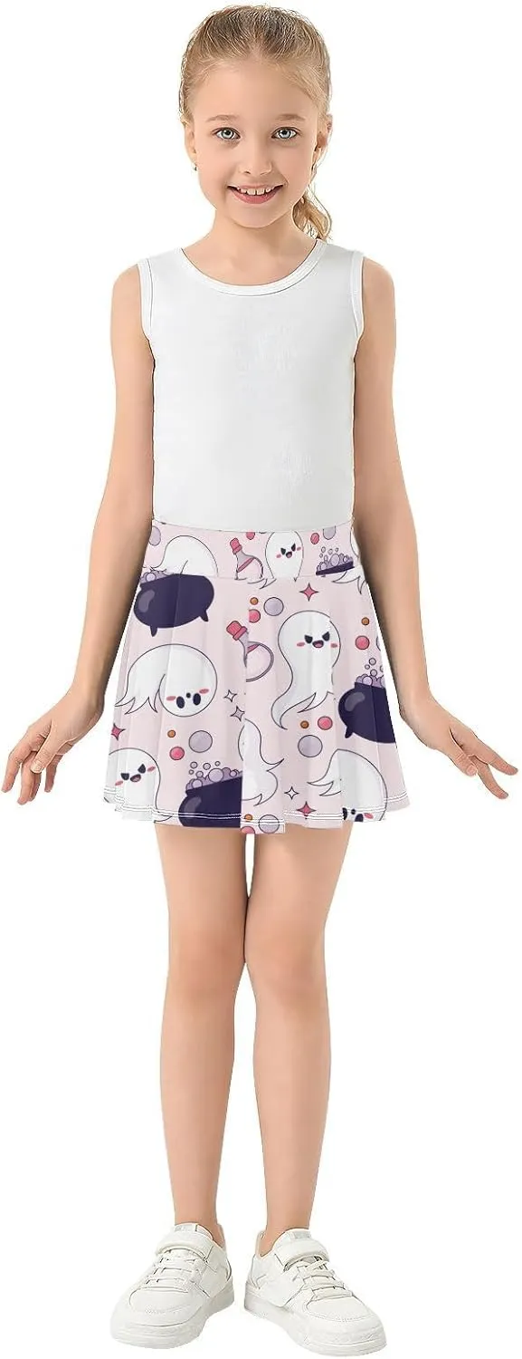Girls Skorts Active Athletic Skirts with Inner Built-in Shorts for Golf Tennis 3-12T Geometric Stars Hot Pink
