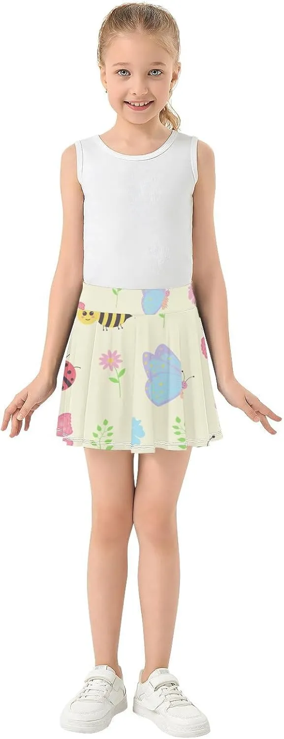 Girls Skorts Active Athletic Skirts with Inner Built-in Shorts for Golf Tennis 3-12T Geometric Stars Hot Pink