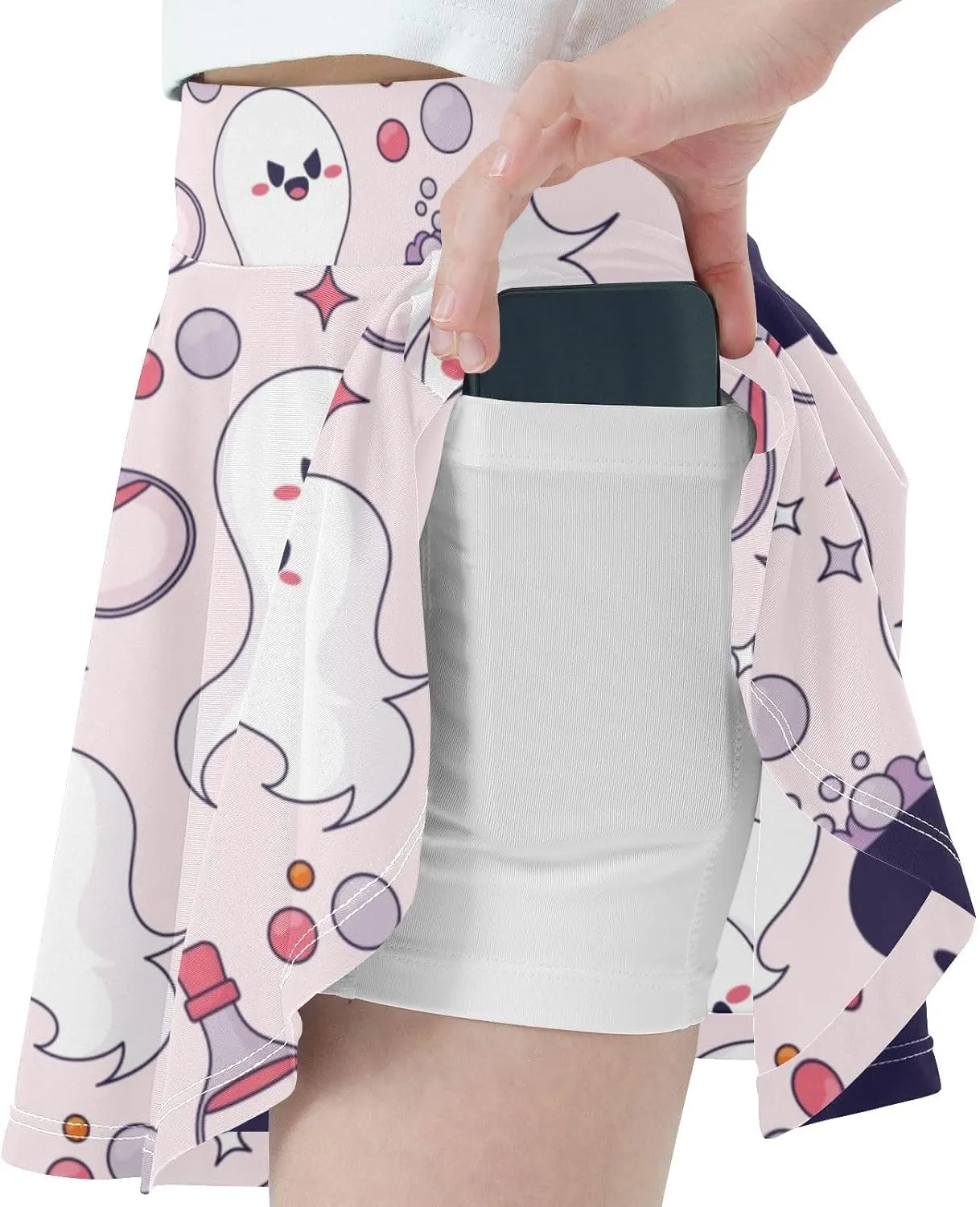 Girls Skorts Active Athletic Skirts with Inner Built-in Shorts for Golf Tennis 3-12T Geometric Stars Hot Pink