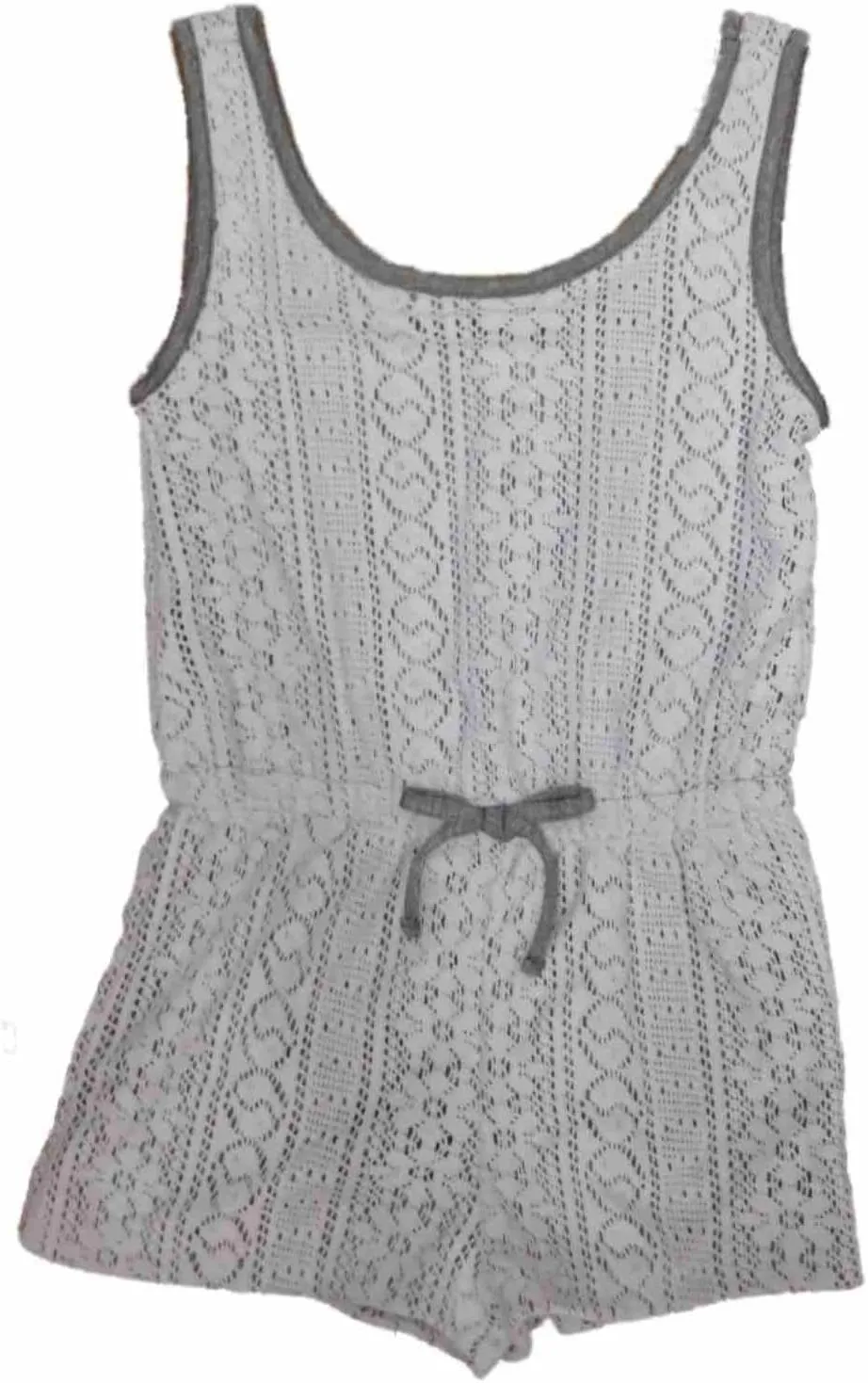 Girls White Gray Sleeveless Lace Overlay Romper Large (14)