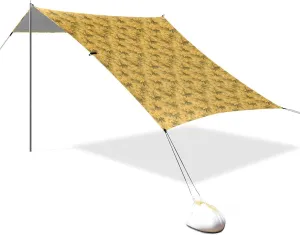 Gold Flowers Stable Beach Tent UPF50  Protection Easy Setup Sun Shelter Includes Sand Shovel, Sandbags, Stability Poles for Camping, Picnics, Backyard & Fishing