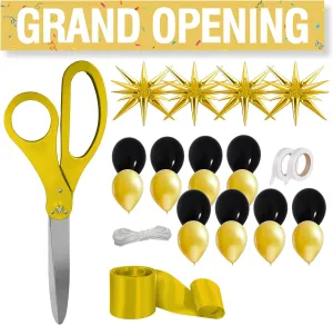 Gold Ribbon Cutting Ceremony Kit - 25 Inch Scissors for Grand Opening Gold Satin Ribbon Grand Opening Banner Star Balloons and for Inaugurations Special Ceremonies Events