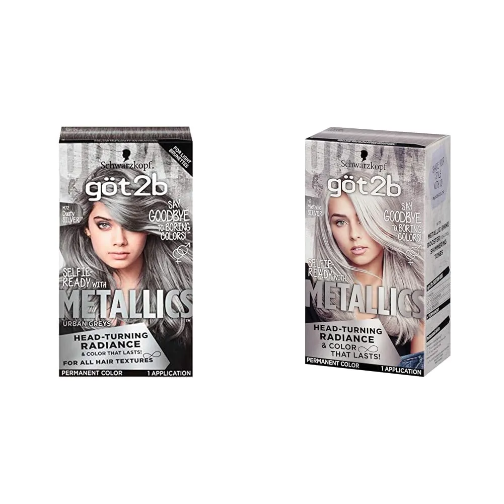 Got2B Metallics Permanent Hair Color M72 Dusty Silver & M71 Metallics Silver