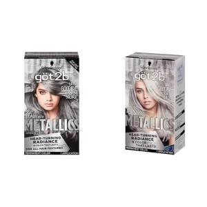 Got2B Metallics Permanent Hair Color M72 Dusty Silver & M71 Metallics Silver