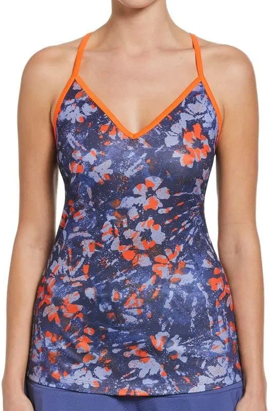 Grand Slam Abstract Splatter Floral Printed Tank Top - Admiral Multi