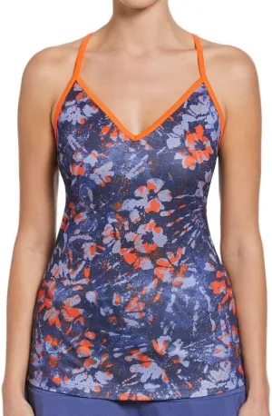 Grand Slam Abstract Splatter Floral Printed Tank Top - Admiral Multi