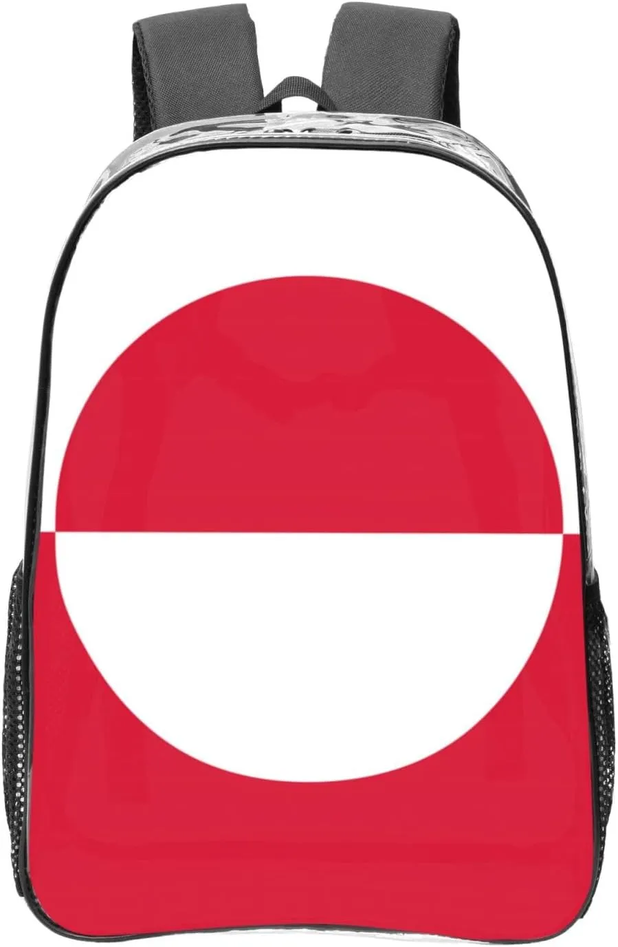 Greenland Flag Transparent Backpack-16-Inch Pvc Clear Backpack With Side Pockets,Black