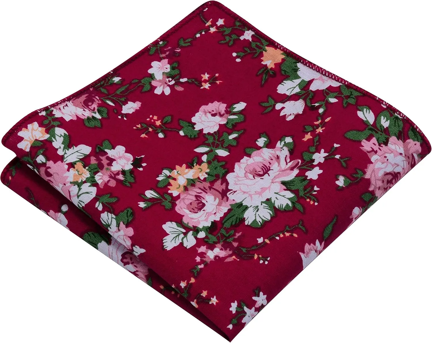 GUSLESON Fashion 2.4"（6cm） Cotton Floral Printed Necktie Tie Clip and Pocket Square Sets   Gift Box