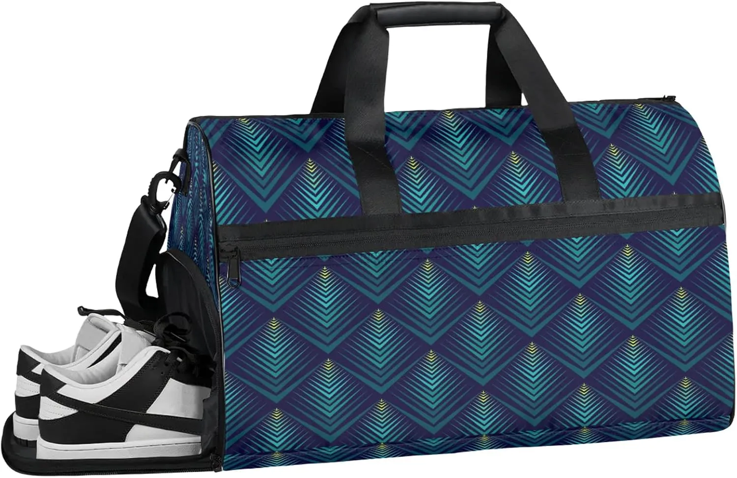 Gym Bag for Women Men Geometric Abstract Colorful Travel Duffle Bag with Shoe Compartment Waterproof Sports Tote Bags Large Overnight Weekender Bags for Travel Swimming Gym Yoga Dance