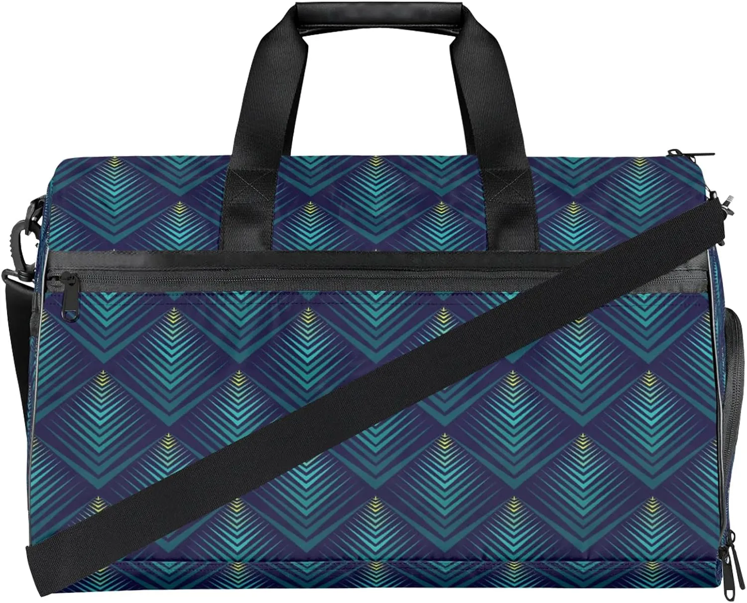 Gym Bag for Women Men Geometric Abstract Colorful Travel Duffle Bag with Shoe Compartment Waterproof Sports Tote Bags Large Overnight Weekender Bags for Travel Swimming Gym Yoga Dance