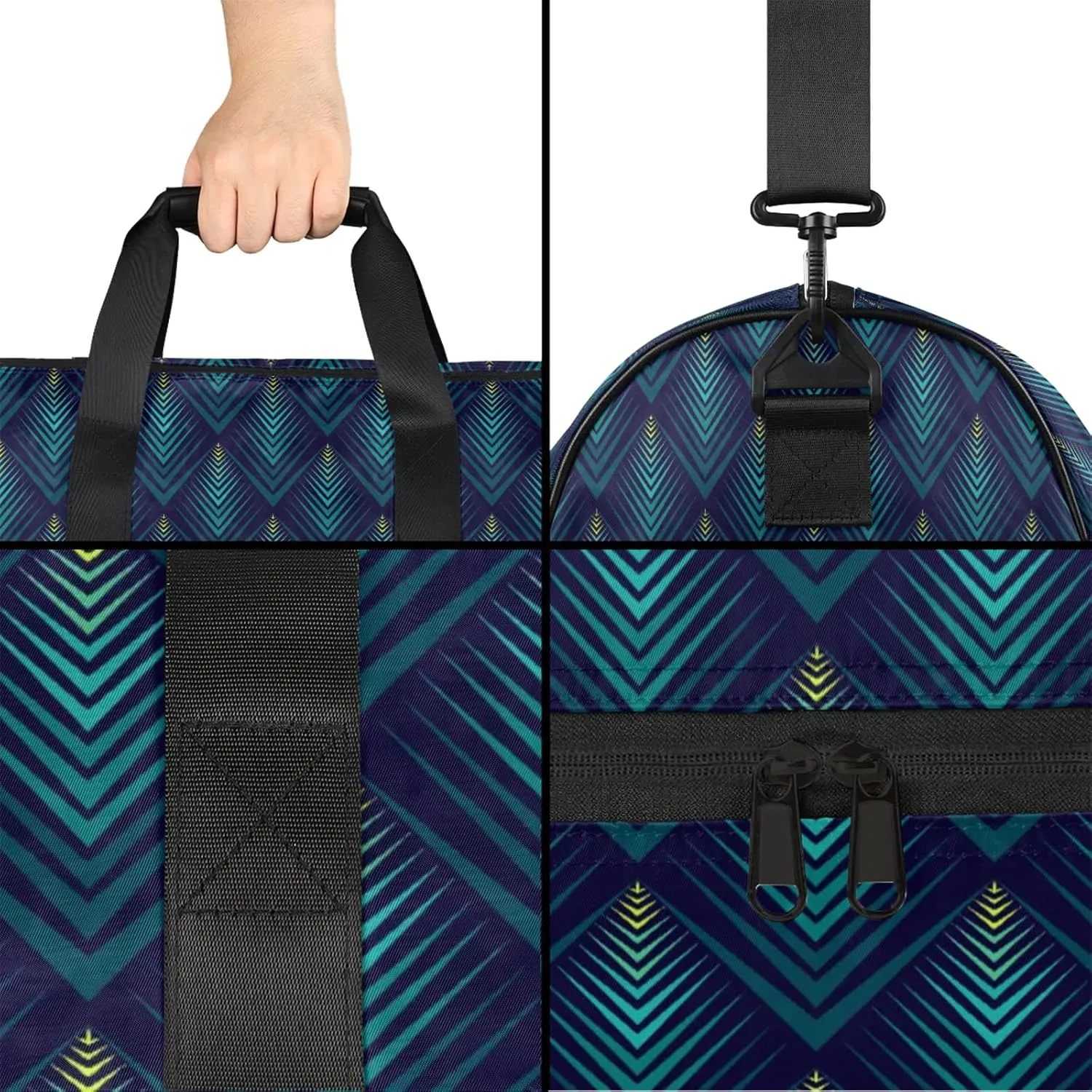 Gym Bag for Women Men Geometric Abstract Colorful Travel Duffle Bag with Shoe Compartment Waterproof Sports Tote Bags Large Overnight Weekender Bags for Travel Swimming Gym Yoga Dance