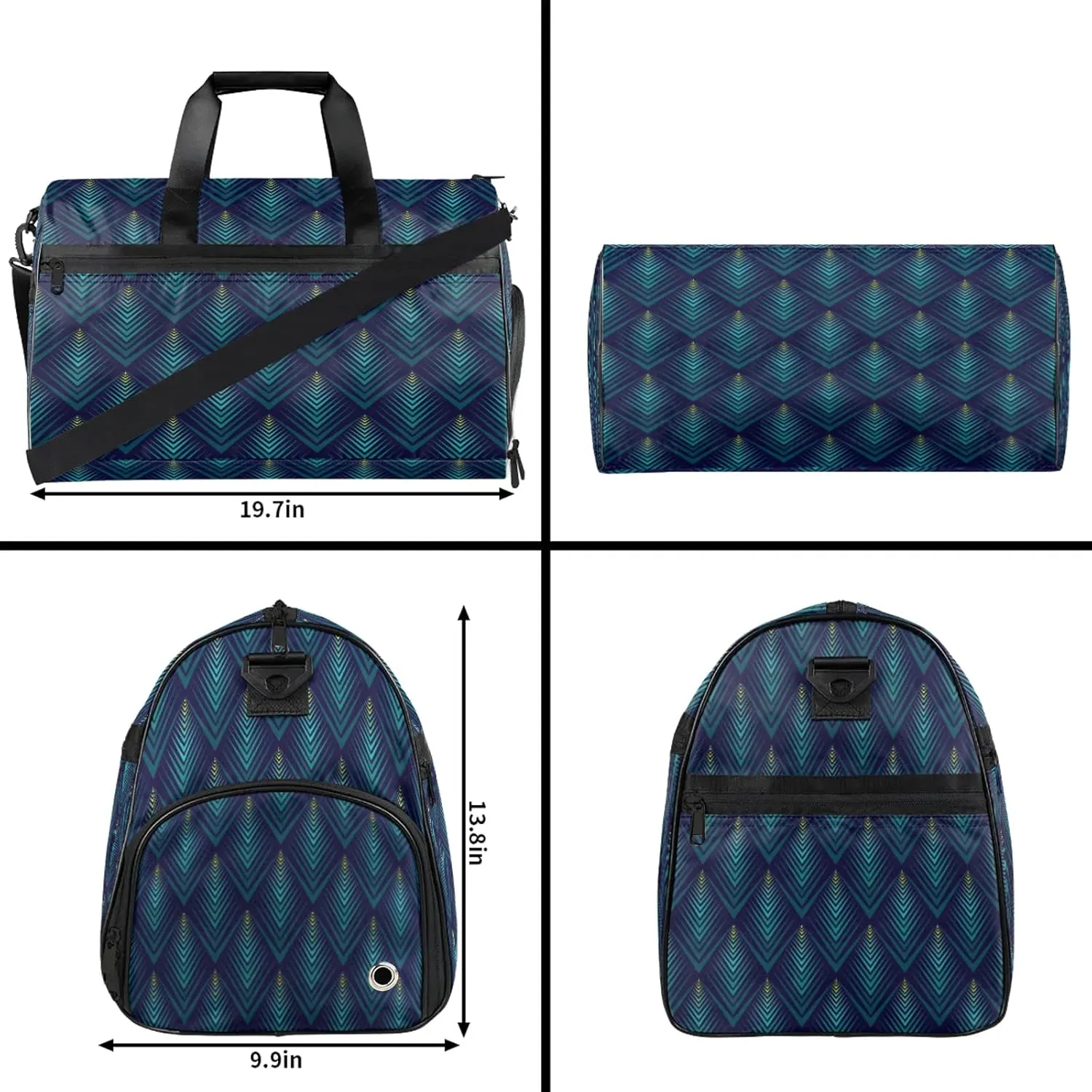 Gym Bag for Women Men Geometric Abstract Colorful Travel Duffle Bag with Shoe Compartment Waterproof Sports Tote Bags Large Overnight Weekender Bags for Travel Swimming Gym Yoga Dance