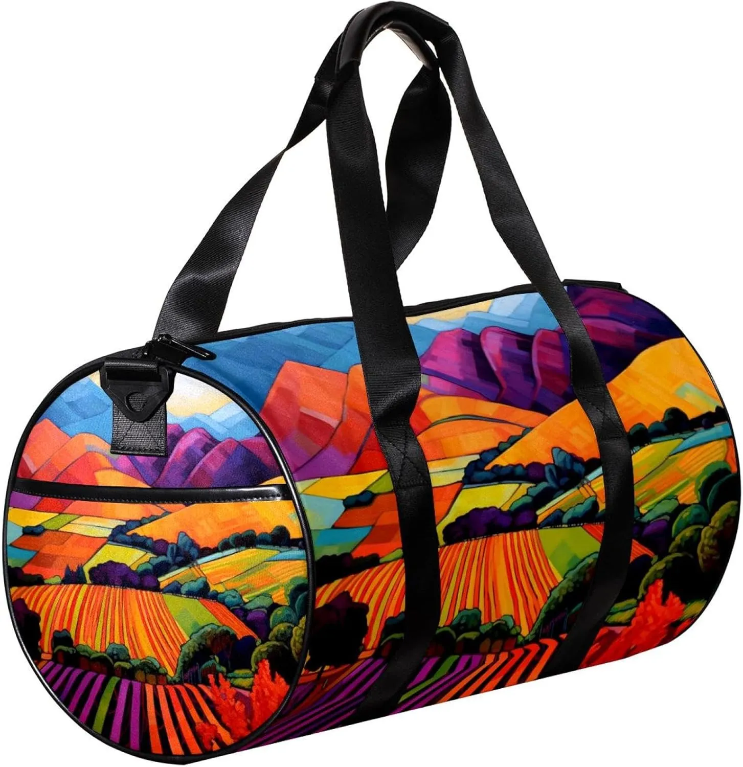 Gym Bags for Women,Duffle Bag for Travel,Colored Trees Field Mountains,Gym Bag for Men
