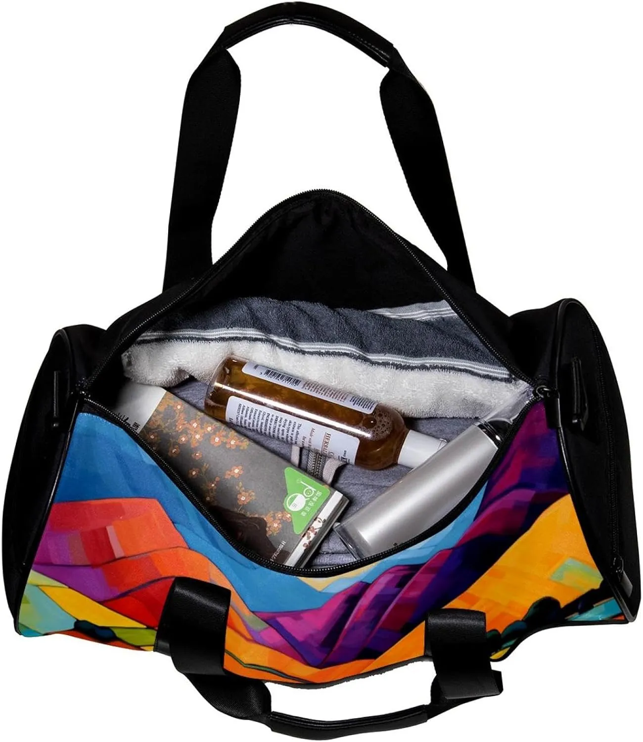 Gym Bags for Women,Duffle Bag for Travel,Colored Trees Field Mountains,Gym Bag for Men