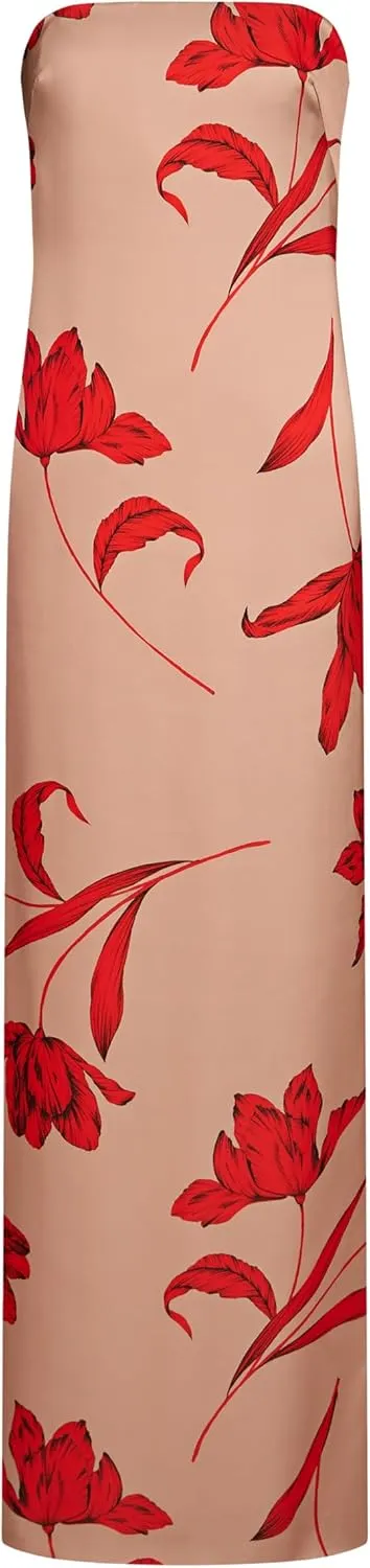 HALSTON Women's Manuela Strapless Printed Gown