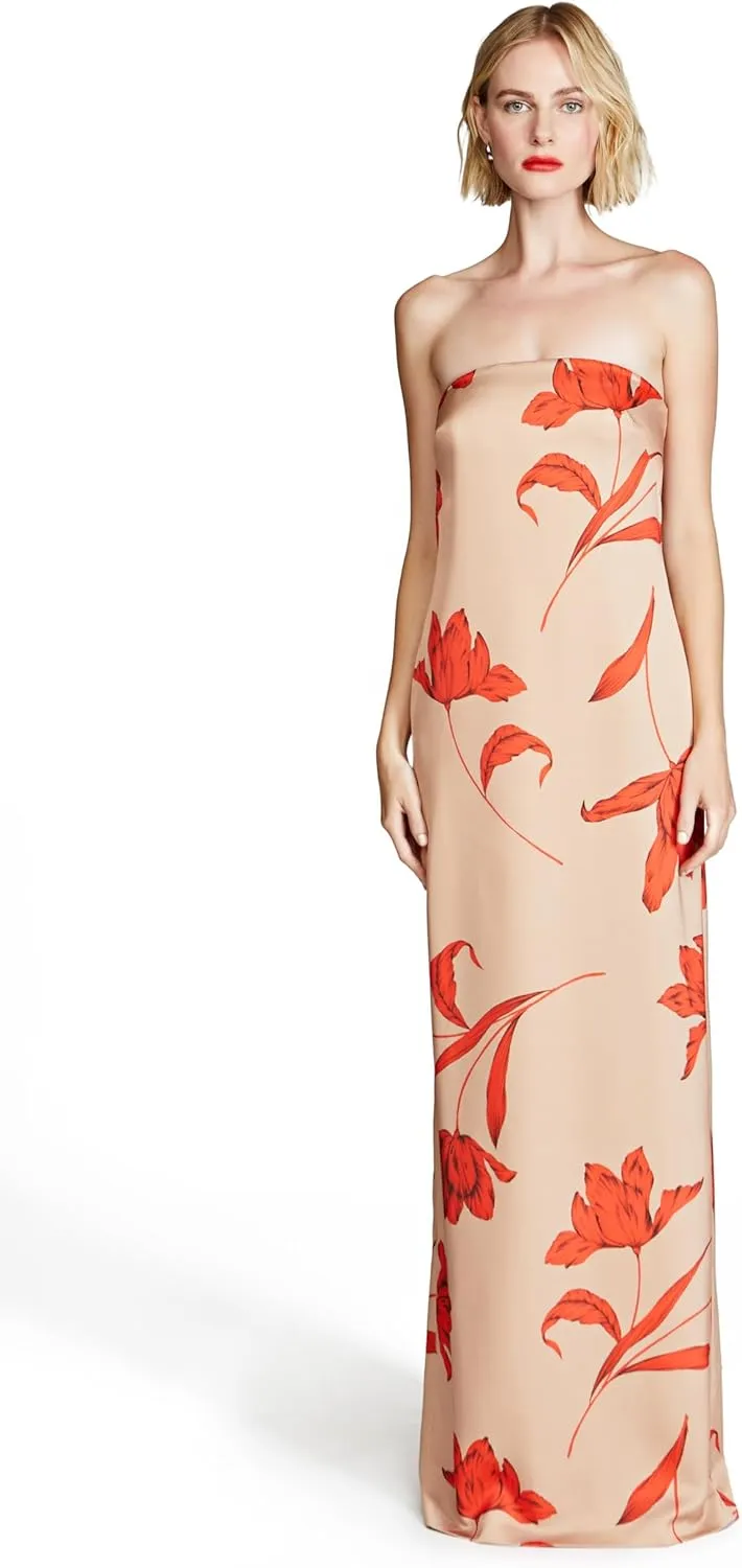 HALSTON Women's Manuela Strapless Printed Gown