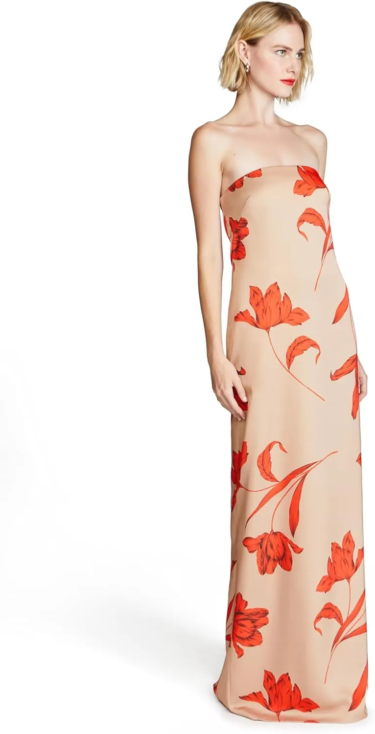 HALSTON Women's Manuela Strapless Printed Gown