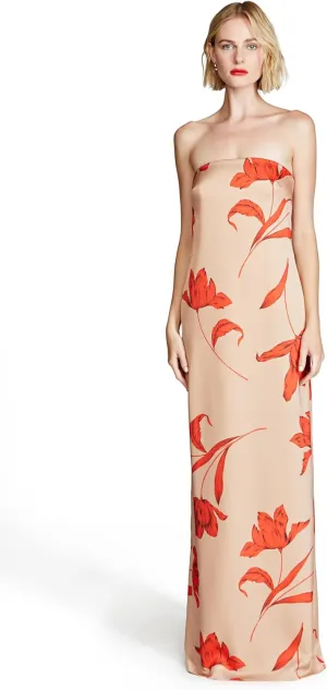 HALSTON Women's Manuela Strapless Printed Gown