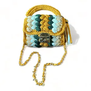 Handbag for Women, Handmade Crochet Wedding Party Purse, Formal Crossbody Handbag Evening Clutch Tote Purse Crossbody Bags for Women Yarn Knit Shoulder Bag Crochet Handbag (Brown)