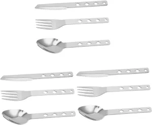 Happyyami 3sets Stainless Steel Camping Cutlery Portable Folding Fork Spoon for Outdoor Picnics Bbq Travel Reusable Tableware for Dining