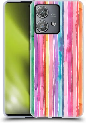Head Case Designs Officially Licensed Ninola Rainbow Stripes Colorful Geometric Soft Gel Case Compatible with Motorola Edge 40 Neo 5G