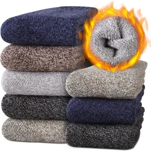 Heatuff Mens Thick Wool Socks Thermal Warm Winter Crew Socks 5 Pairs Multicolors