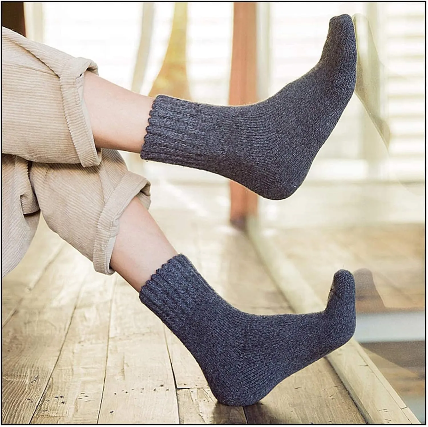 Heatuff Mens Thick Wool Socks Thermal Warm Winter Crew Socks 5 Pairs Multicolors