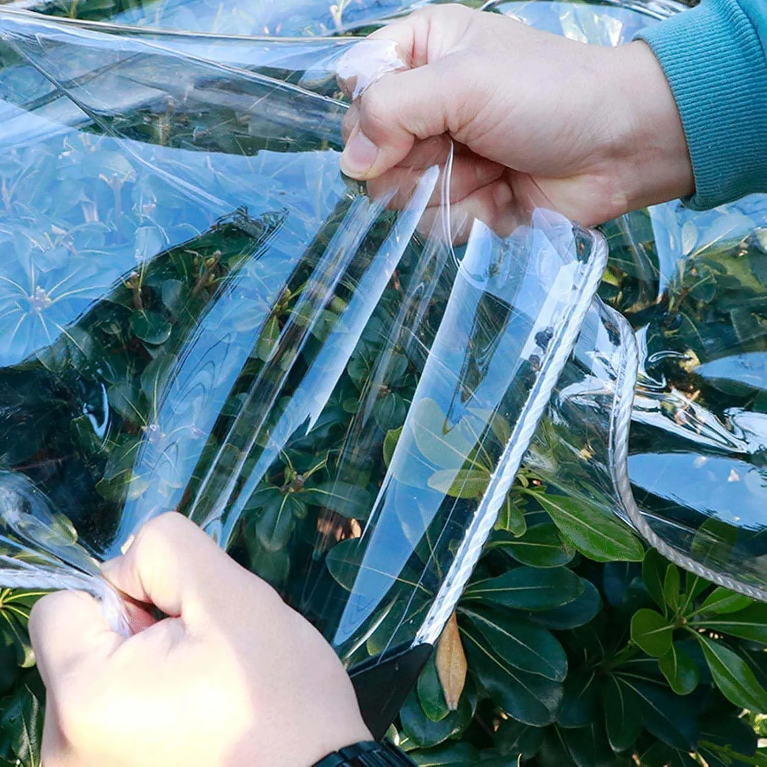 Heavy Duty PVC Waterproof Tarp 4.9x16.4ft, Clear Tarpaulin, Heavy Duty Transparent Tarpaulin, Clear Cover with Grommets for Car, Roof & Boat