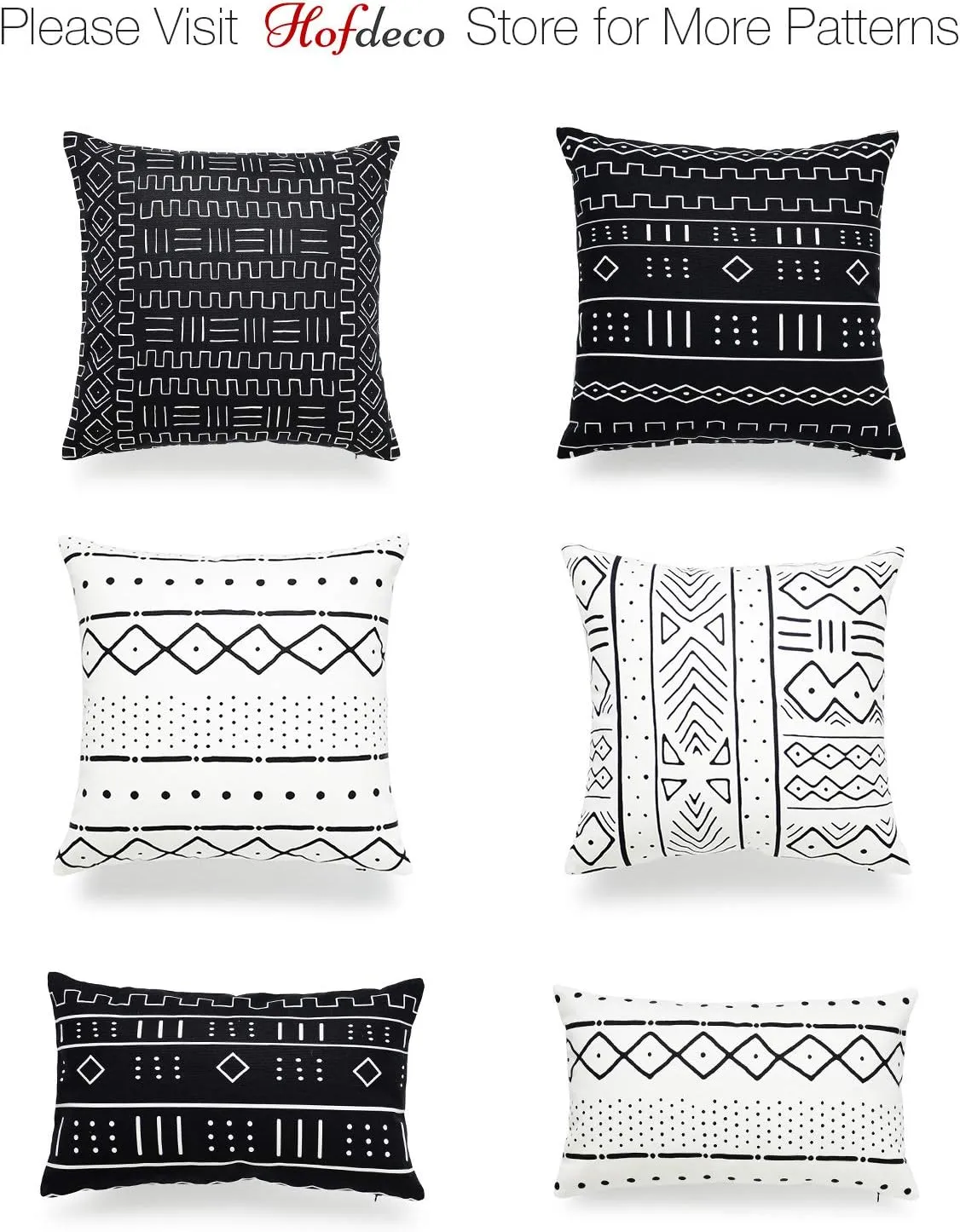 Hofdeco Decorative Throw Pillow Case African Mud Cloth Print Bogolan Pattern Heavy Weight Fabric Cushion Cover 18x18 Inches