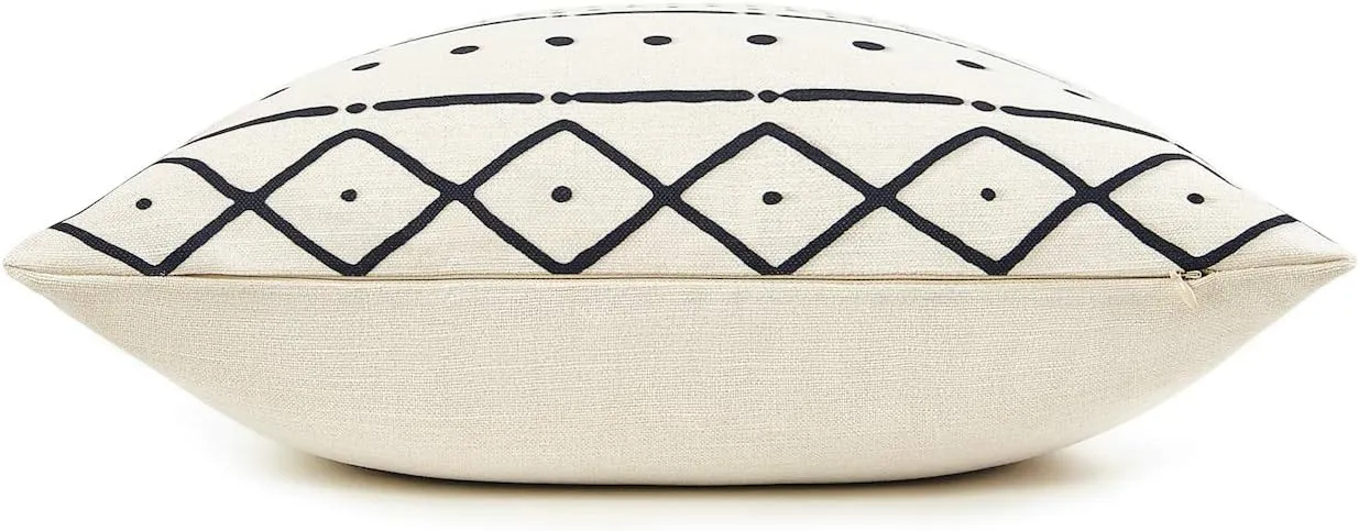 Hofdeco Decorative Throw Pillow Case African Mud Cloth Print Bogolan Pattern Heavy Weight Fabric Cushion Cover 18x18 Inches
