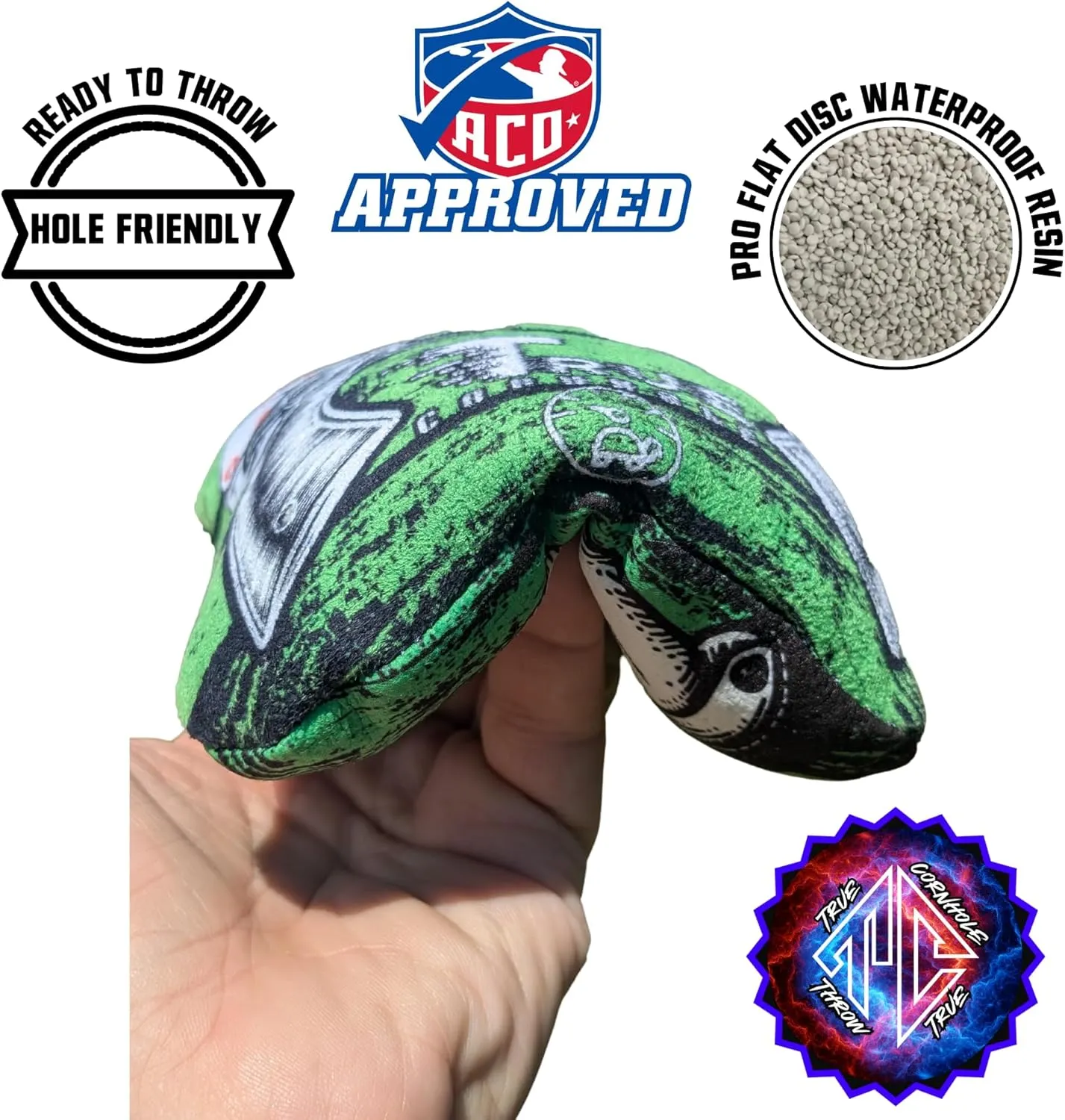 Holeseeker ACO (American Cornhole Organization) Approved Professional Cornhole Bags, All Weather, Stick and Slick 3/6 Speed pro Flat disc Resin
