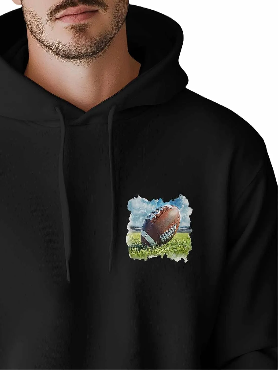 Hoodies Sweatshirt for Men, Rugby Sports Grassland Fast Color Cotton Comfortable Hoodie, Printing Men's Athletic