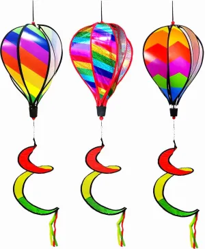 Hot Air Balloon Wind Spinners Rainbow Twisted Spinner Decorations Garden Windmills Spinners Hanging Windsock Twisted Whirlygig Pinwheels for Yard Garden Lawn Outdoor Decor， 3pcs