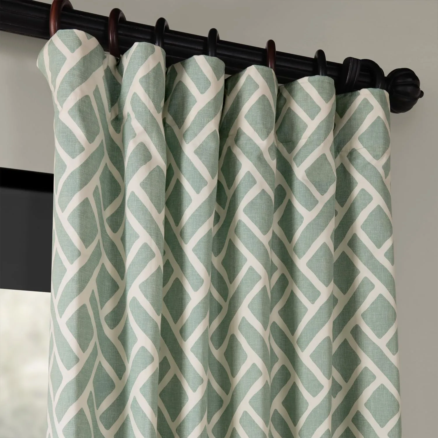 HPD Half Price Drapes Modern Geometric Printed Curtains Luxury Cotton Curtains 120 Inches Long (1 Panel) Room Darkening Curtains for Bedroom & Living Room, 50W x 120L, Crosshatch Geometrical Aqua