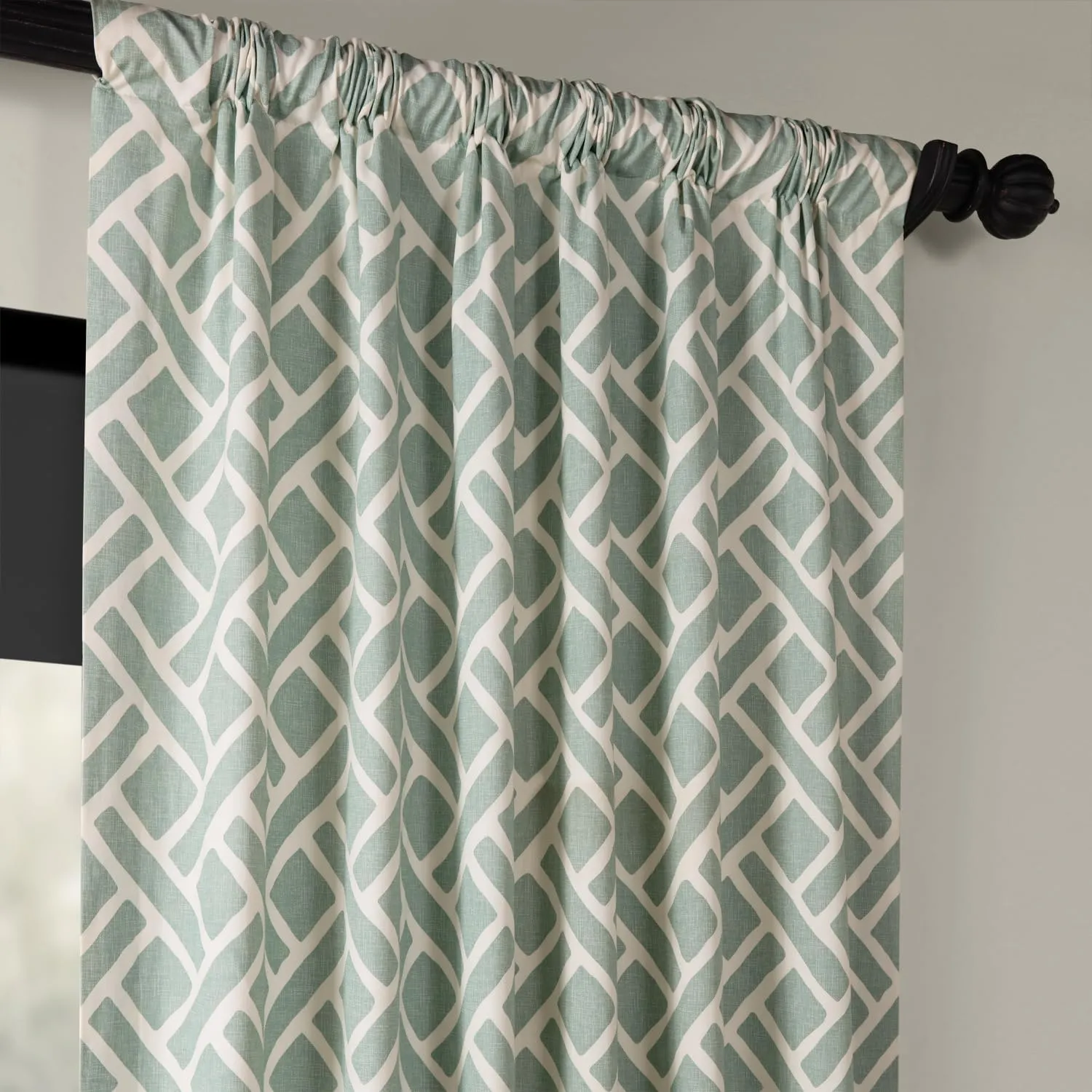 HPD Half Price Drapes Modern Geometric Printed Curtains Luxury Cotton Curtains 120 Inches Long (1 Panel) Room Darkening Curtains for Bedroom & Living Room, 50W x 120L, Crosshatch Geometrical Aqua