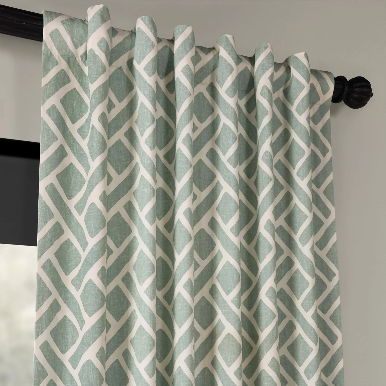 HPD Half Price Drapes Modern Geometric Printed Curtains Luxury Cotton Curtains 120 Inches Long (1 Panel) Room Darkening Curtains for Bedroom & Living Room, 50W x 120L, Crosshatch Geometrical Aqua